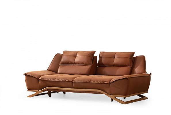 Couchgarnitur Dreisitzer Sessel Stoffsofa Polstersofa 2tlg Sofa Braun