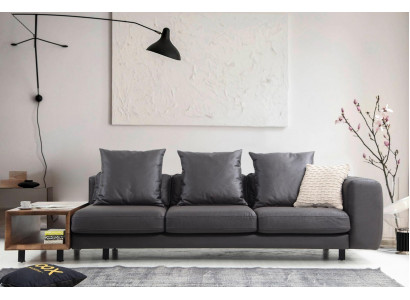 Polstersofa Dreisitzer Couch Stoffsofa Sofa Sitzer Stoff Grau Tisch