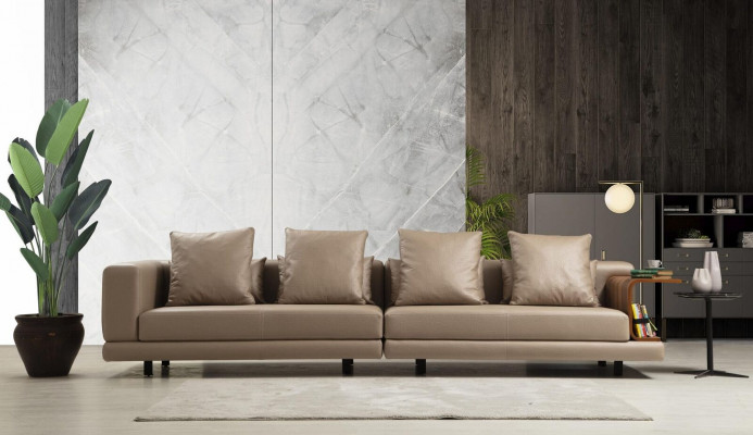Couchgarnitur Viersitzer Dreisitzer Sessel Beige Sofa 3tlg Leder Set