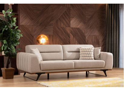 Stoffsofa Dreisitzer Beige Sofa 3 Sitzer Polstersofa Couch Design