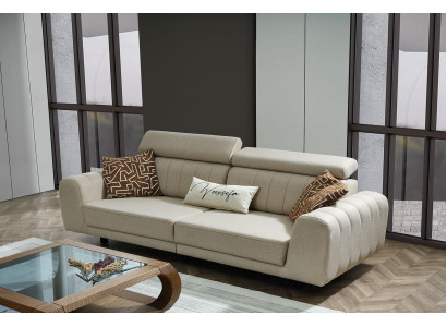 Stoffsofa Couch Dreisitzer Design Sofa 3 Sitzer Polstersofa Beige
