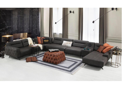 Ecksofa U form Polstersofa Stoffsofa Eckgarnitur Couch Grau Sofa Groß