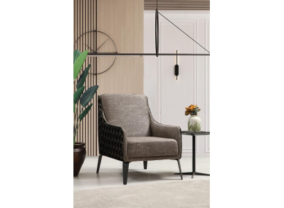 Sessel Ohrensessel Stoffsessel Einsitzer Stoff Grau Polster Möbel