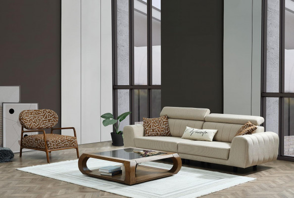Couchgarnitur Viersitzer Dreisitzer Sessel Braun 3tlg Polstersofa Set
