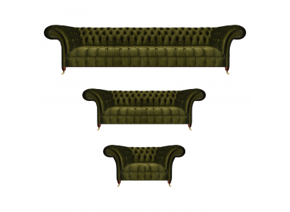 Chesterfield Grün Sofagarnitur Wohnzimmer Luxus Textil Sofas Set Neu