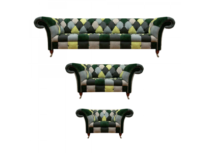 Wohnzimmer Modern Design Textil 3tlg Chesterfield Polstermöbel Neu
