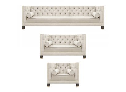 Polster Wohnzimmer Garnitur Designer Sofagarnitur Luxus Textil Sessel Neu