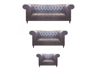 Wohnzimmer Set 3tlg Braun Leder Einrichtung Polstermöbel Chesterfield Neu