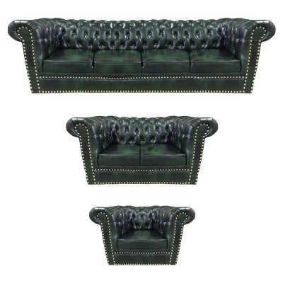 Luxus Ledersofa Komplett Sofagarnitur 3tlg Chesterfield Wohnzimmer Sessel 4+2+1