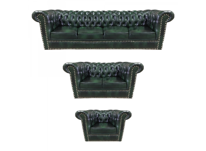 Luxus Ledersofa Komplett Sofagarnitur 3tlg Chesterfield Wohnzimmer Sessel 4+2+1