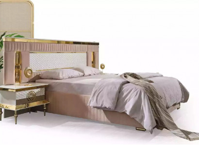 Beige Schlafzimmer Garnitur Doppelbett 2x Nachttische Schlaftische 3tlg