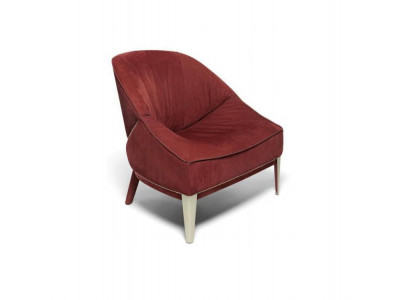 Roter Designer Sessel Holzfüße Stoffsessel Einsitzer Wohnzimmer Möbel