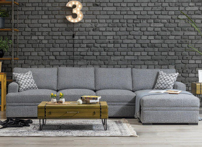 Sofa L-Form Stil Modern Grau Ecksofa Wohnzimmer Möbel Design Einrichtung