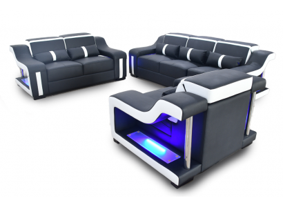 Sofagarnitur 3+2+1 Sitzer Set Design Sofa Polster Couchen Beleuchtet Couch