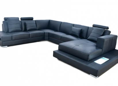 Luxus Ecksofa U-Form schwarz Wohnlandschaft Couch Polster Eckgarnitur
