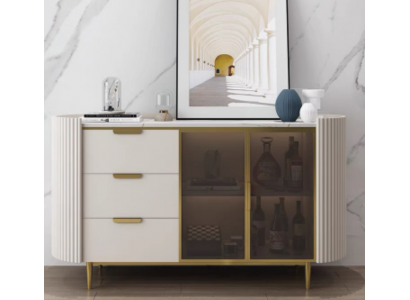Designer Kommode Anrichte Schrank Wohnzimmer Regal Edelstahl Luxus Board