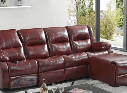 Sofa 4 Sitzer Polster Kunstleder Wohnlandschaft Sofas Pouffe Luxus Möbel Neu