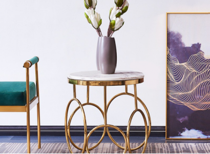 Beistelltisch Tisch Beistell Designer Möbel Gold Rund Edelstahl Tisch