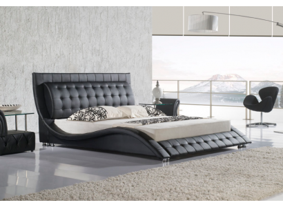 Bett Doppelbett Schwarz Polsterbett Schlafzimmer Modern 180x200