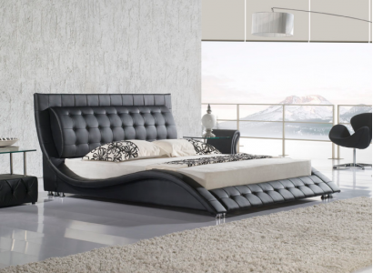 Bett Doppelbett Schwarz Polsterbett Schlafzimmer Modern 180x200