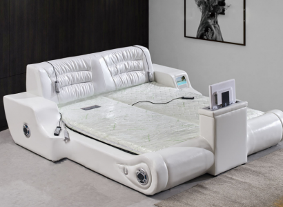 Doppel Luxus Design Weiß Bett Polster Betten Moderne Hotel Multifunktion