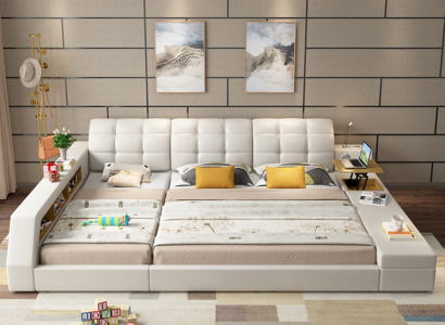 Design Bett Hotel Doppel Ablage Regal 180x200 Multifunktions Bett Luxus