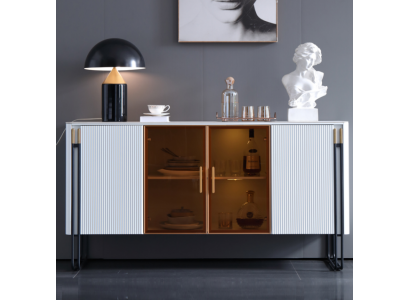 Sideboard Weiß Holzschrank Modern Stil Wohnzimmer Kommode Anrichte