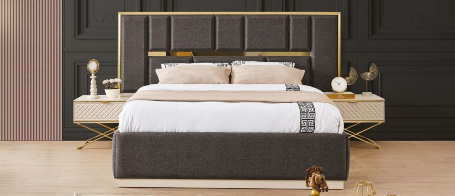 Elegant Schlafzimmer Set von 3tlg modern luxuriös Möbel Beige Farben