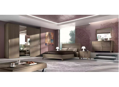 Schlafzimmer Bett 2x Nachttisch Design 6tlg. Komplett Set braun 6tlg