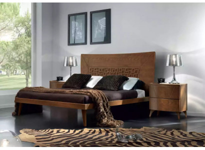 Schlafzimmer Set Bett 2x Nachttische Design Luxus Betten braun 3tlg.