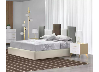 Schlafzimmer Set Bett 2x Nachttisch Holz weiß komplett Modern 3tlg
