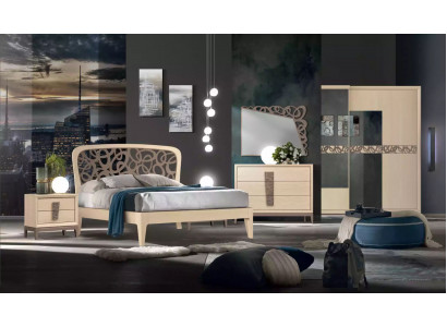 Schlafzimmer Set Bett 2x Nachttische Kleiderschrank Design Luxus neu 6tlg