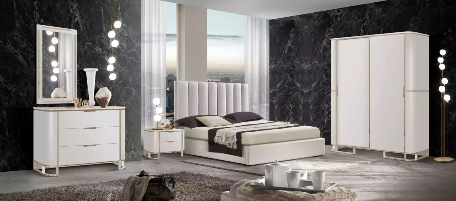 Schlafzimmer Set Kommode Spiegel Neu Luxus Komplettes neu Weiß 2tlg