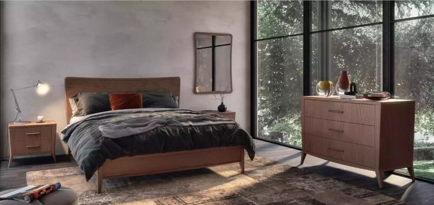 Schlafzimmer Set Luxus Bett 2x Nachttische Design neu braun 3tlg Modern