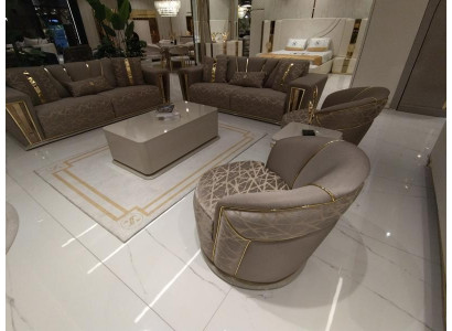 Sofagarnitur 3+3+1+1 Sitzer Textil Modern Komplett Sessel Sofa 3 Sitzer Luxus
