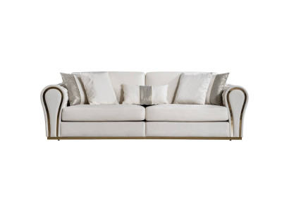 Weißer Dreisitzer Designer Polstersofa Luxus 3-Sitzer Textil Sitzmöbel