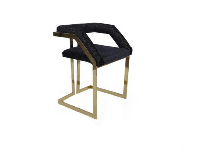 Schwarzer Edelstahlstuhl Polsterbezug Designer Bar Möbel Polster Stuhl