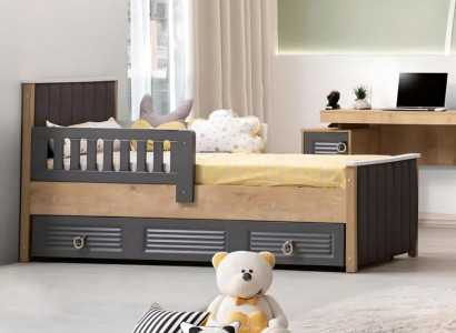 Bettrahmen Kinderbett Bett Kinderzimmer Kinderzimmermöbel Grau Holz