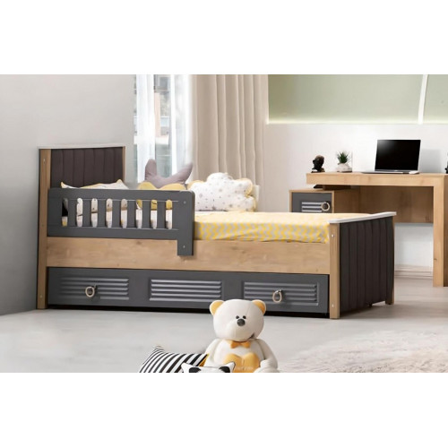 Bettrahmen Kinderbett Bett Kinderzimmer Kinderzimmermöbel Grau Holz