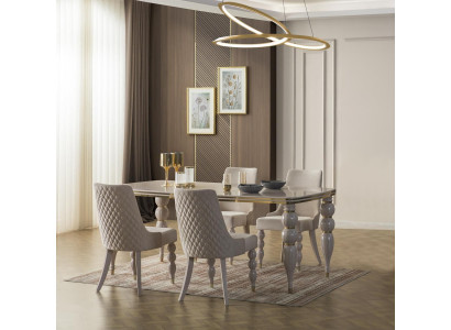 Beiger Esszimmertisch Luxuriöser Holztisch Designer Esszimmer Möbel Neu