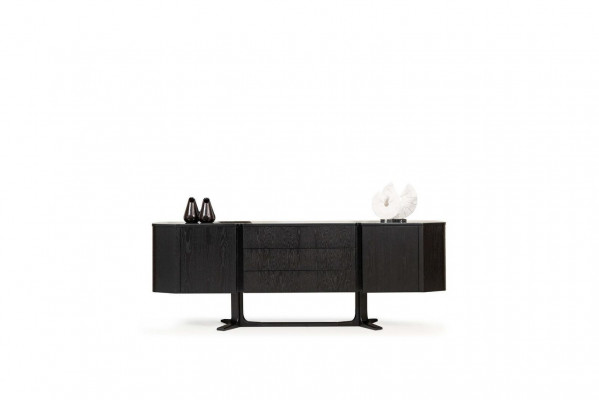 Moderner Schwarzer Holzschrank Designer Anrichte Luxus Sideboard Kommode