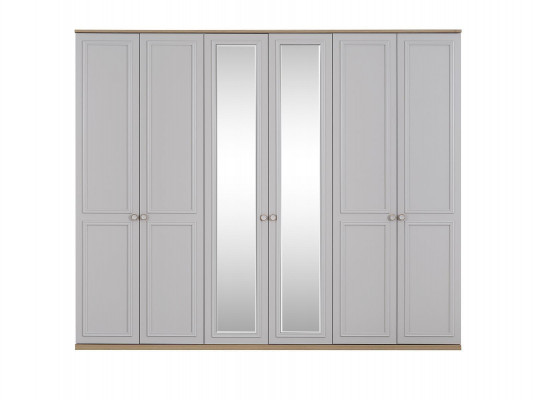 Schlafzimmerschrank Kleiderschrank Schrank Grau Holz Spiegel 6 Türen