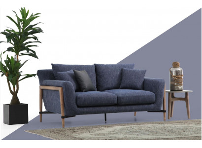 Dreisitzer Sofa 3 Sitzer Stoff Modern Sofas Design Wohnzimmer Blau