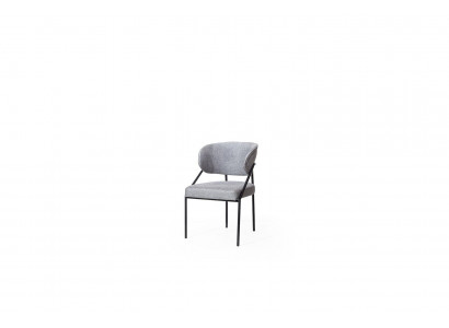 Grauer Polsterstuhl Esszimmer Designer Stühle Metallgestell Luxus Möbel