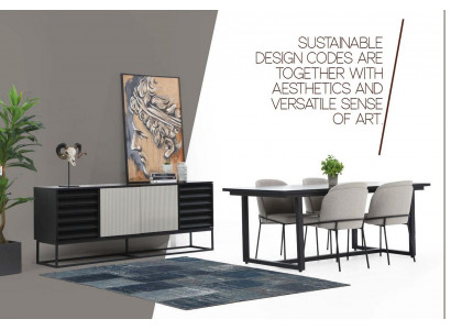Essecke Essgruppe Esszimmer Esstisch Stühle 6tlg Holz Schwarz Set Neu