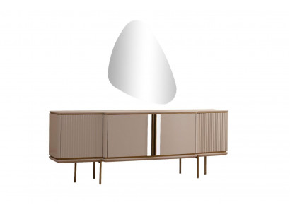 Beige Esszimmer Anrichte 2-türig Luxuriöser Spiegel Moderne Holz Möbel