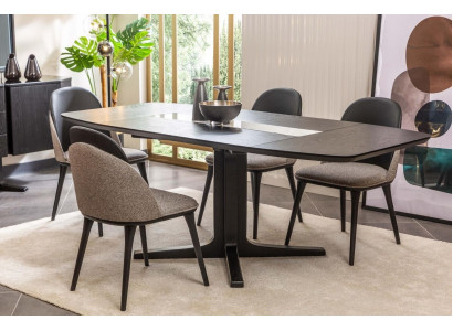 Designer Esszimmer Möbel Schwarzer Holz Esstisch Luxuriöse Polsterstühle
