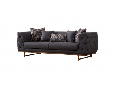 Schwarzes Chesterfield Sofa Designer Bettfunktion Wohnzimmer 3-Sitzer