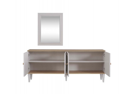 Garnitur Sideboard mit Spiegel Anrichte Kommoden Esszimmer Holz Grau