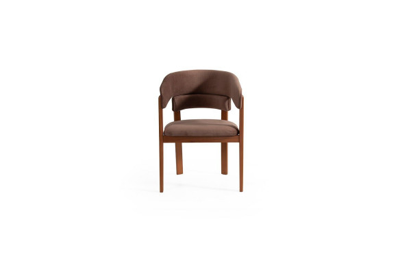 Brauner Designer Stuhl Esszimmerstühle Textilstuhl Designer Holzfüße